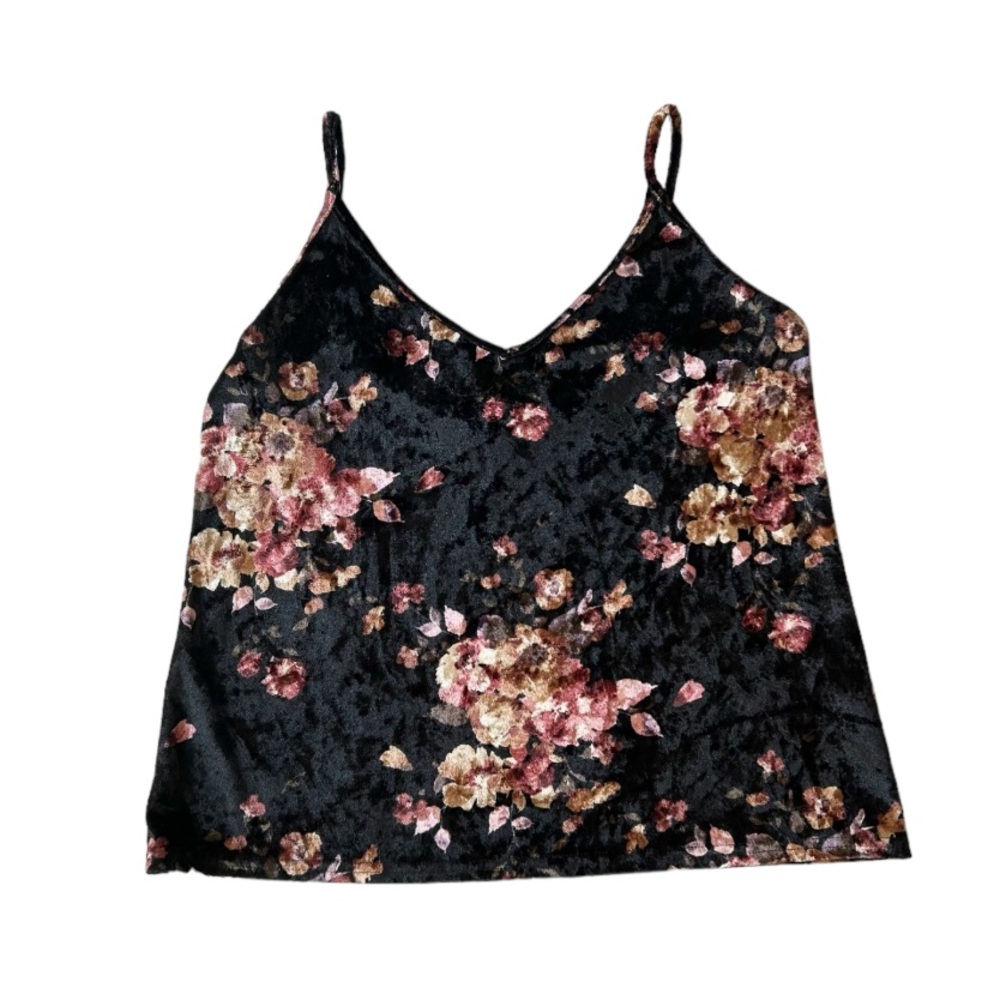 Antistar Velour Tank Top With Floral Pattern
